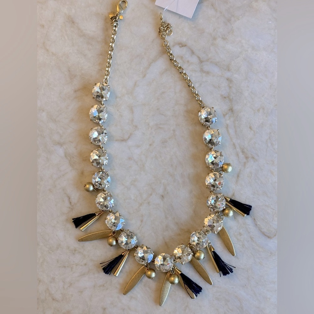 Ann Taylor necklace - crystals and brushed gold - 19.5” long